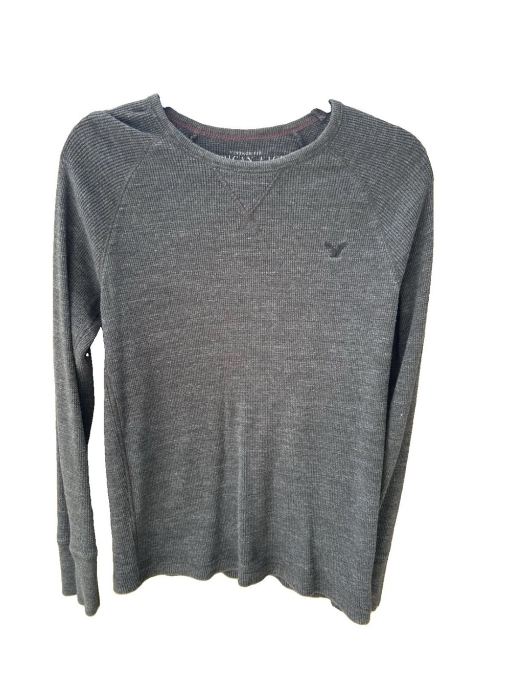 American Eagle Outfitters Charcoal Gray Waffle Knit Pullover